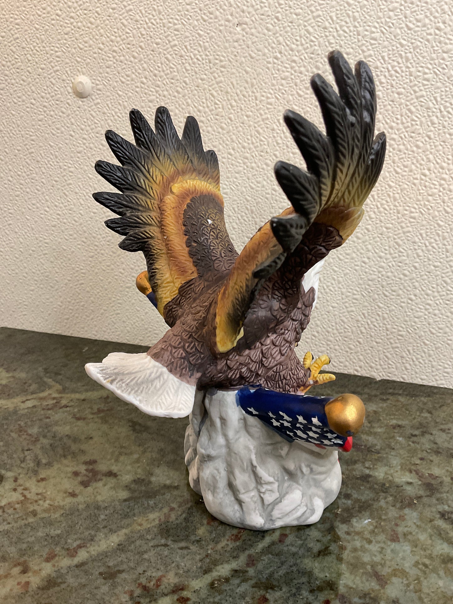 Ceramic Bald Eagle/American Flag Figurine