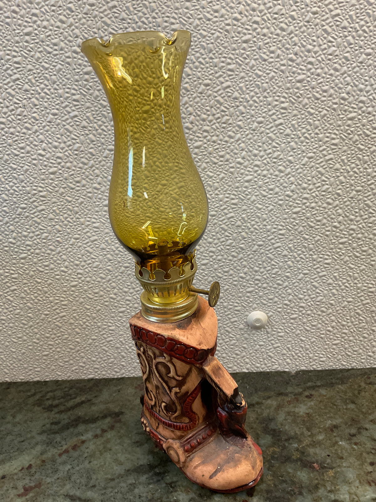 Cowboy Boot Oil Lamp (Chipped Shade)