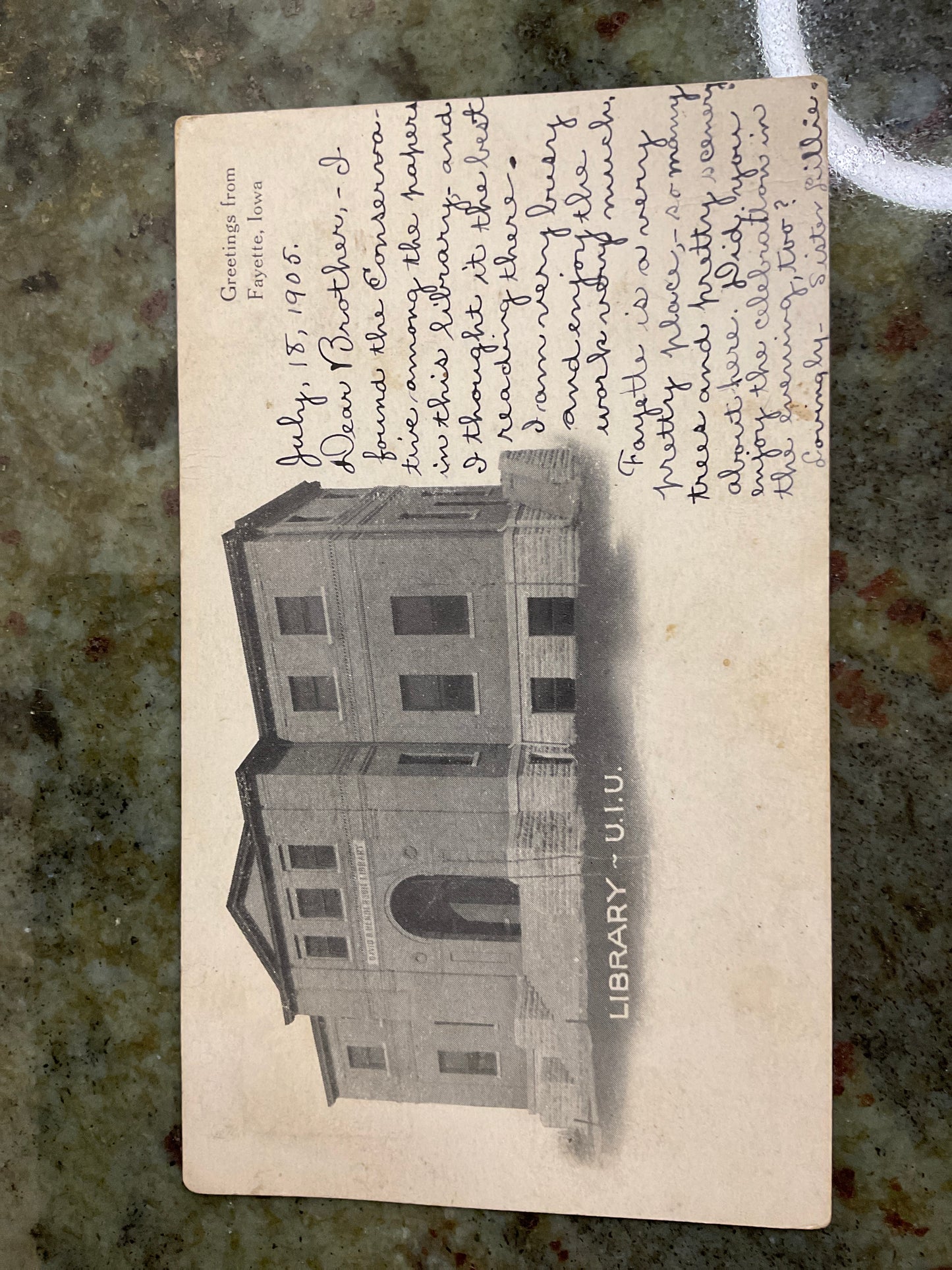Library at UIU in Fayette Iowa 1905 Post Card