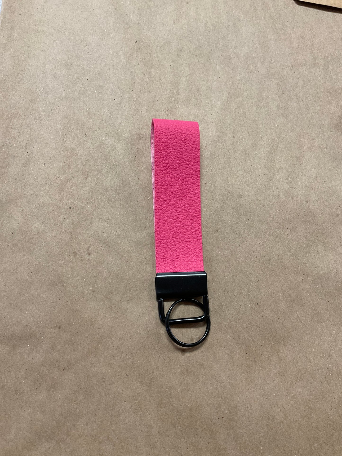 Faux Leather Pink Wrist Keychain