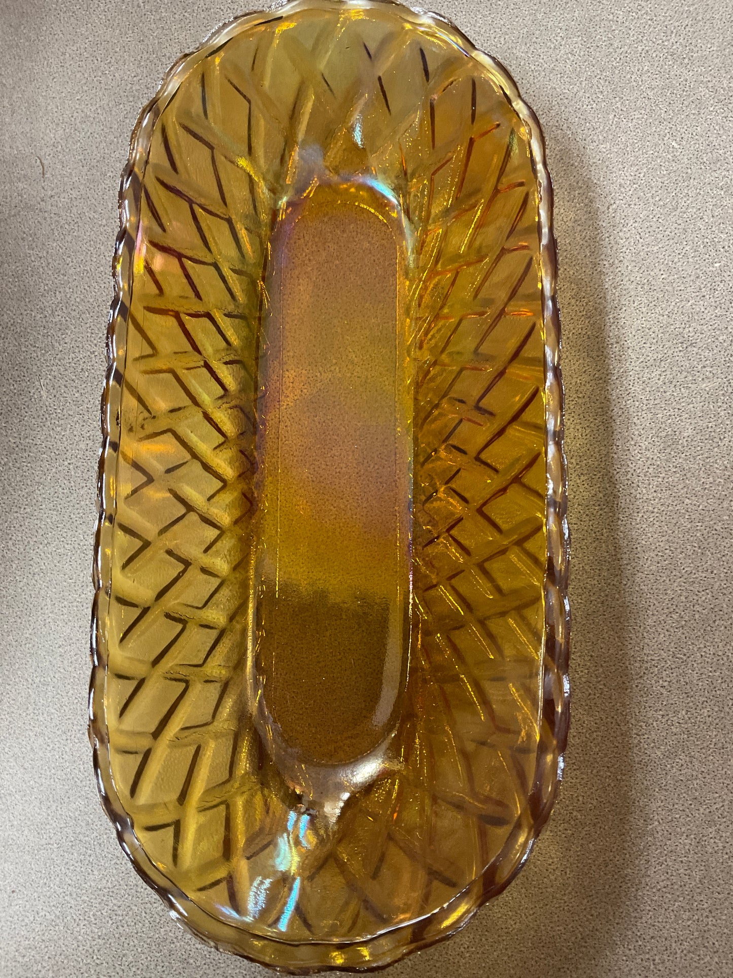 Celery Dish Carnival Glass Iridescence