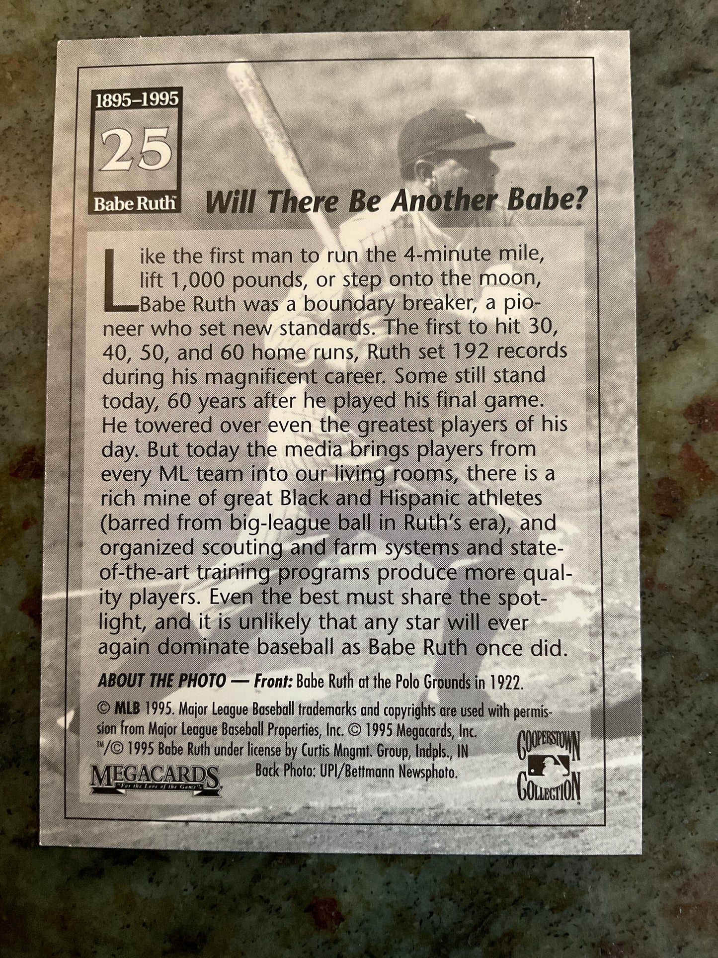 1995 Megacards Babe Ruth Baseball Card