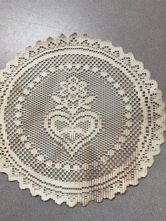 Vintage Doily with Heart and flower Motif