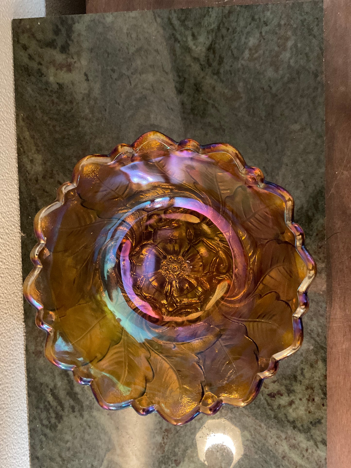 Indiana Glass ‘Wild Rose’ Oval Bowl w/4 Feet