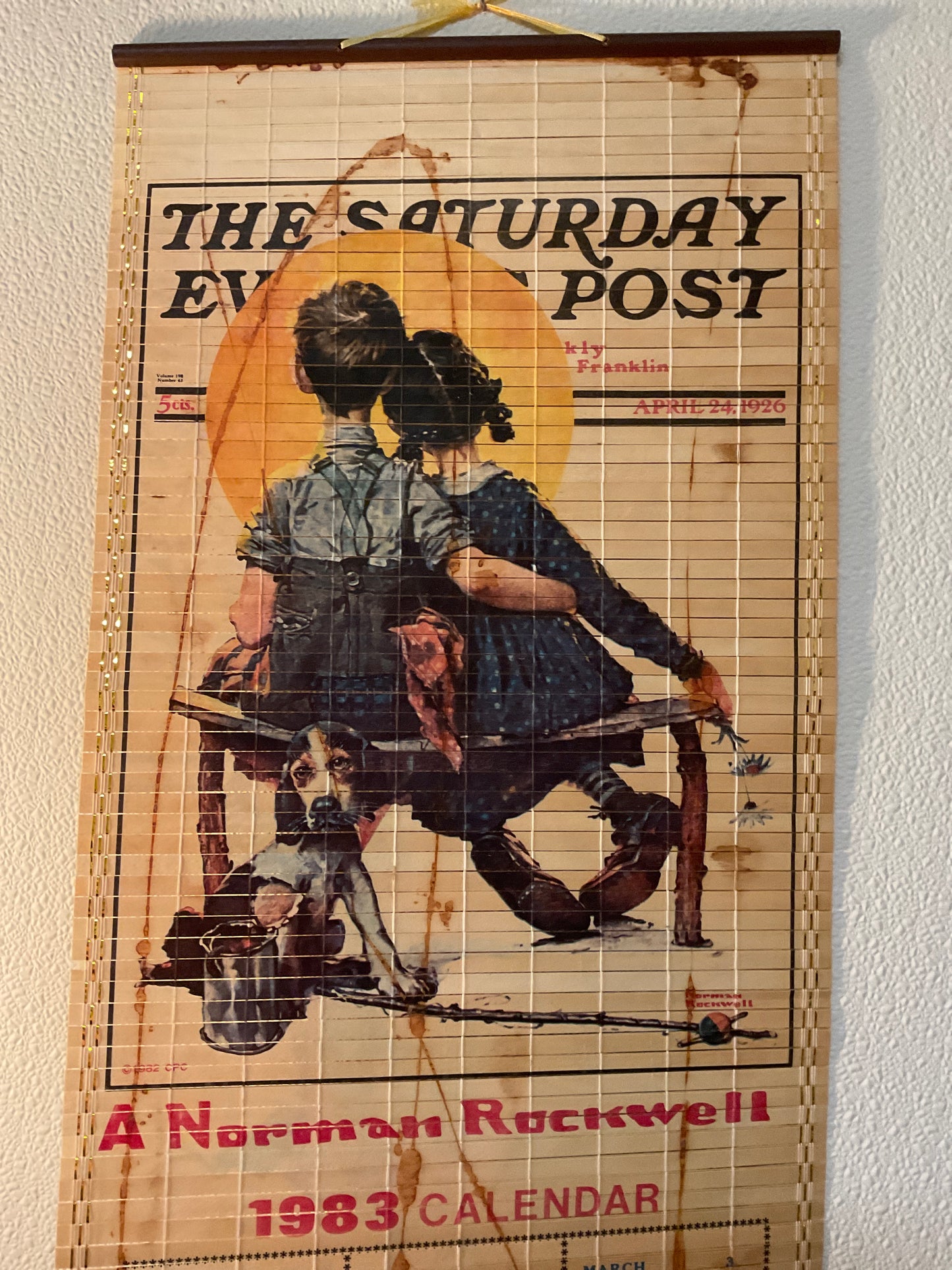 Vintage 1983 Norman Rockwell Roll Up Calendar