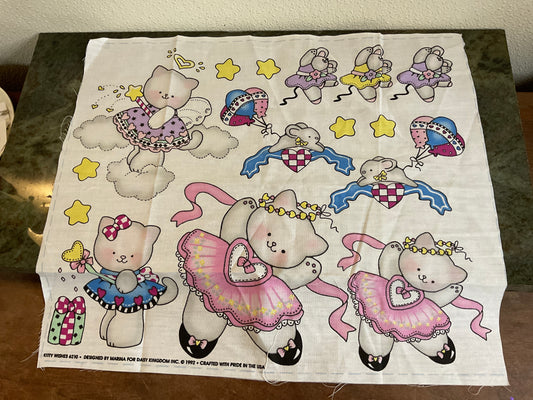 1992 Kitty Wishes No Sew Fabric Appliqué Square
