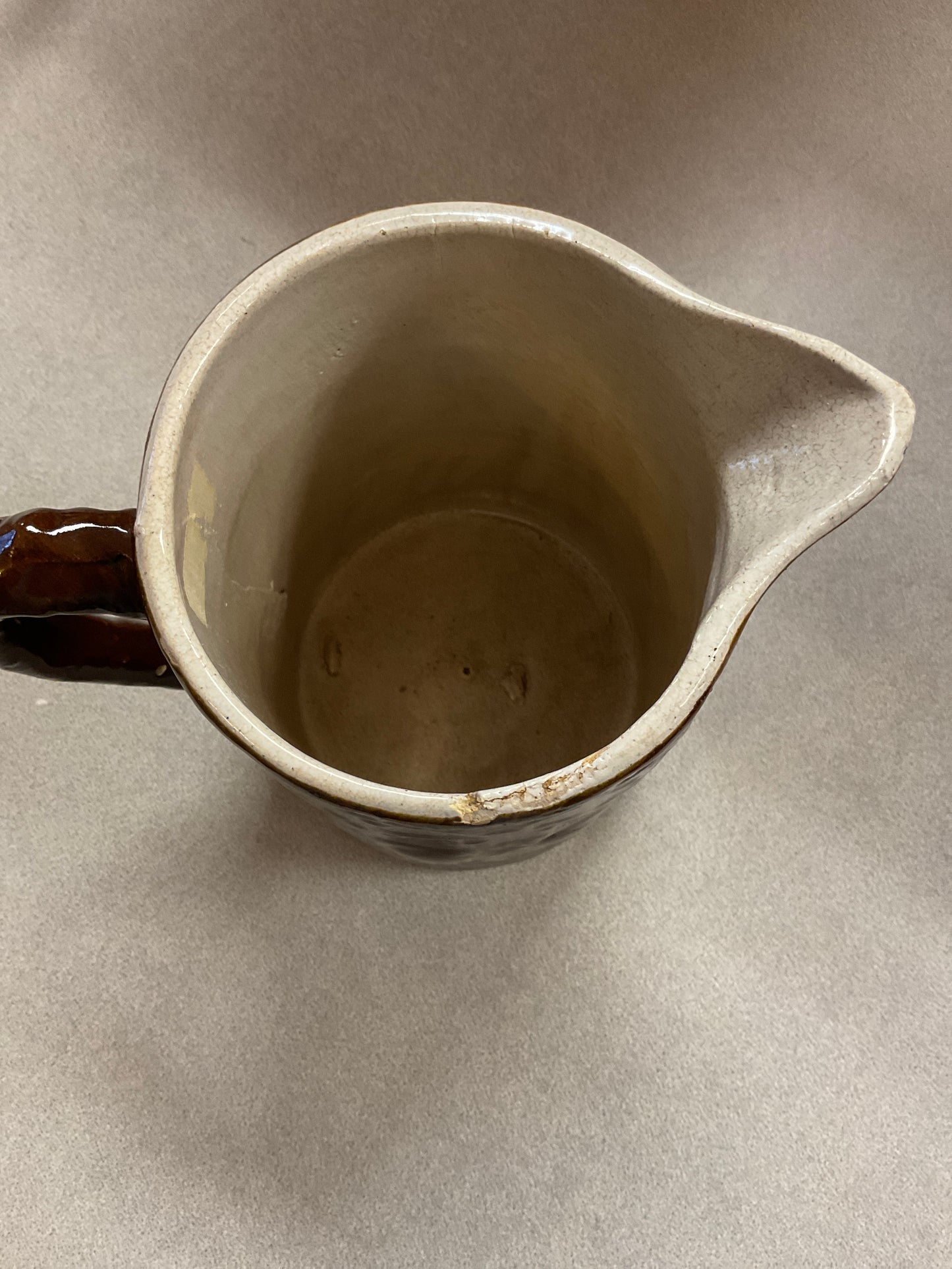 Brown Salt- Glazed Stoneware Pitcher