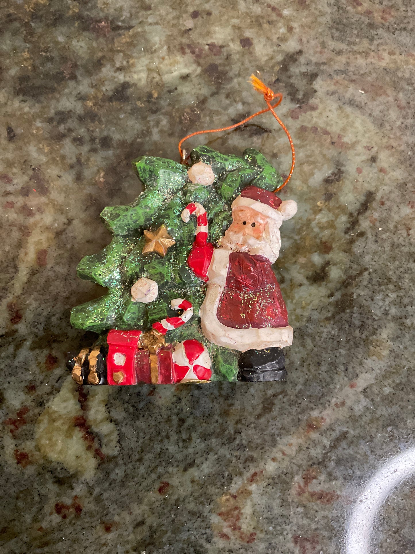 Vintage Christmas Tree and Santa Ornament