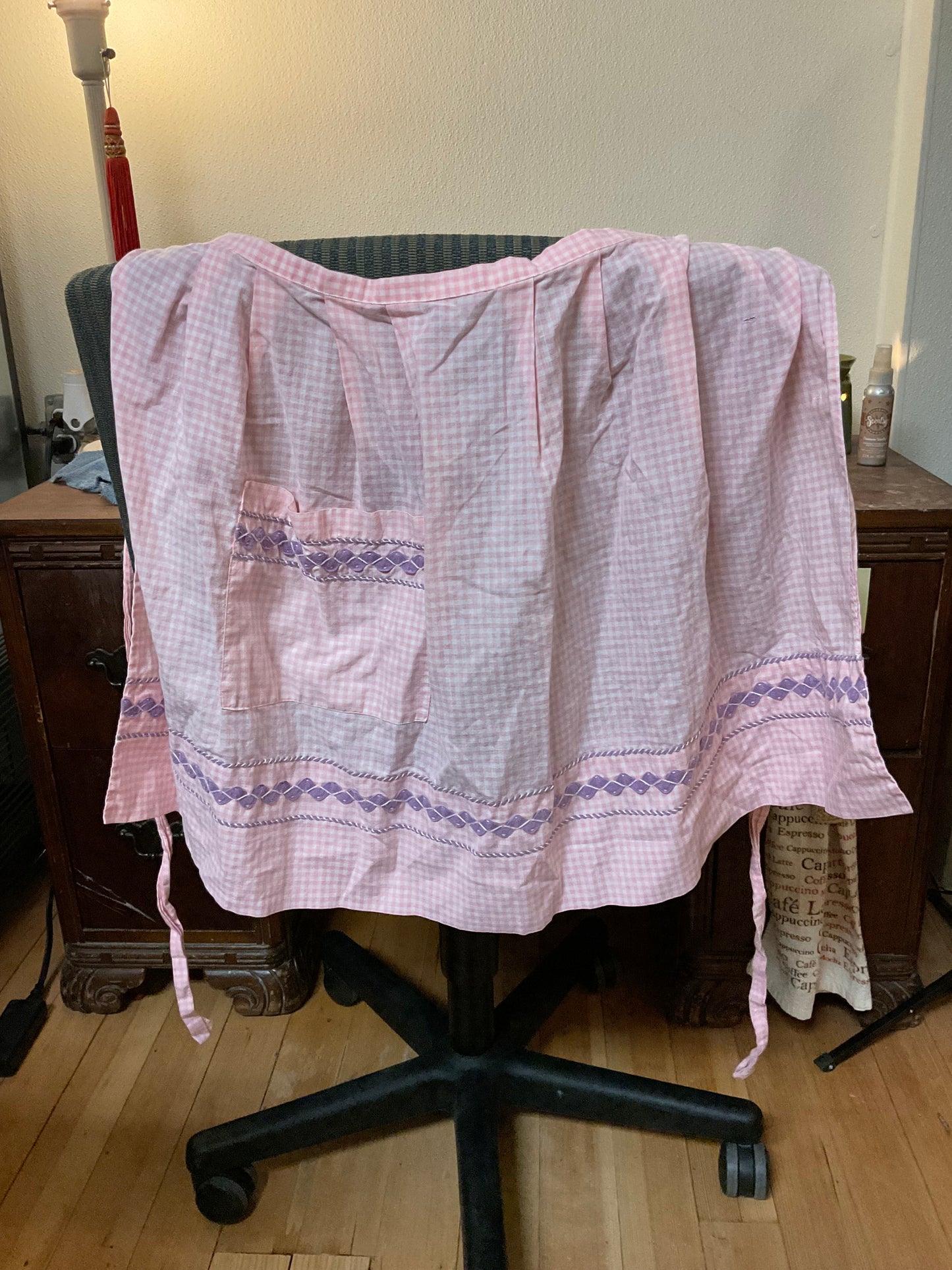 Pink Checkered With Purple Waist Apron