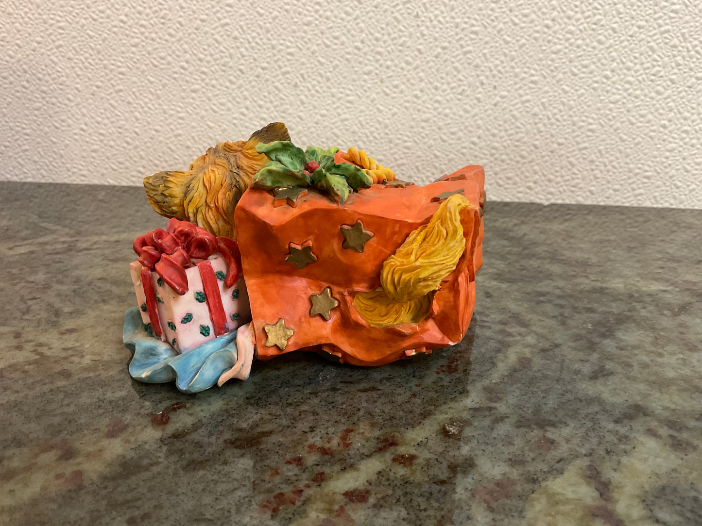 Resin Kitten In Sack Holiday Figure