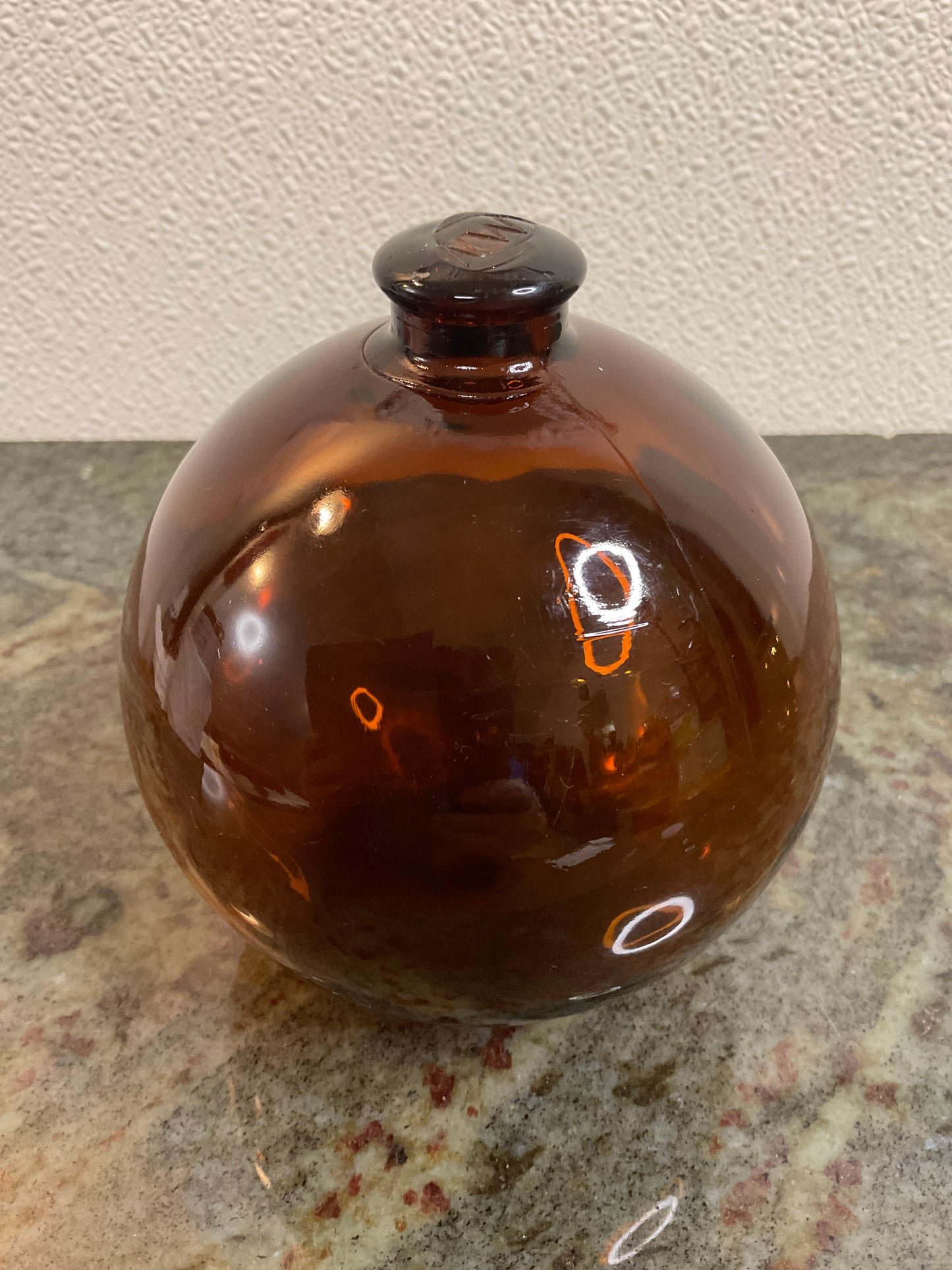 Vtg Amber Glass Fishing Float marked NW