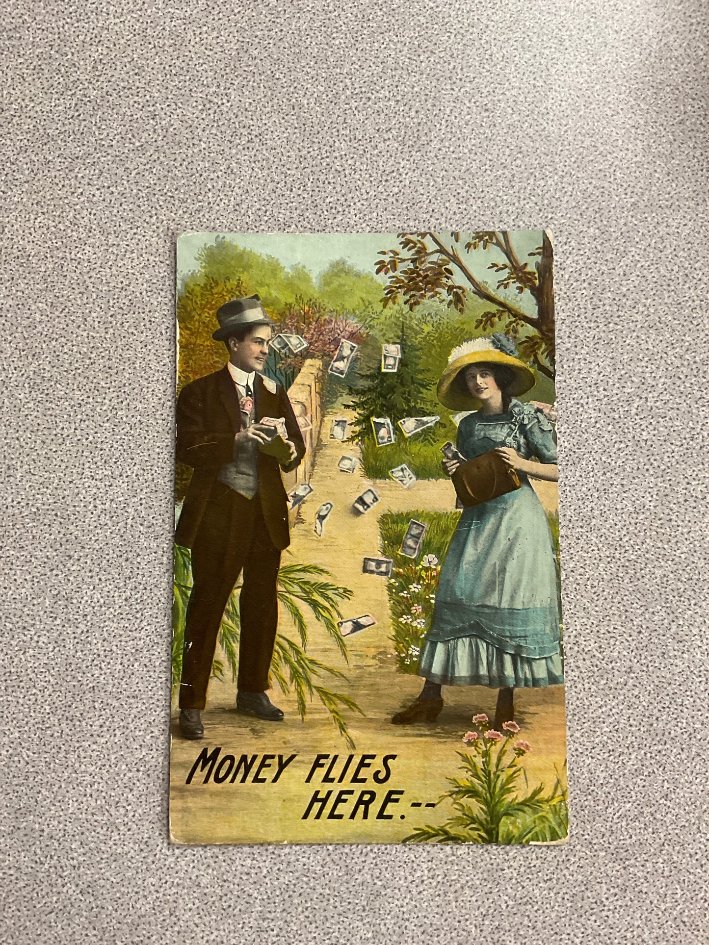 Vintage Post Card “Money Flies Here”