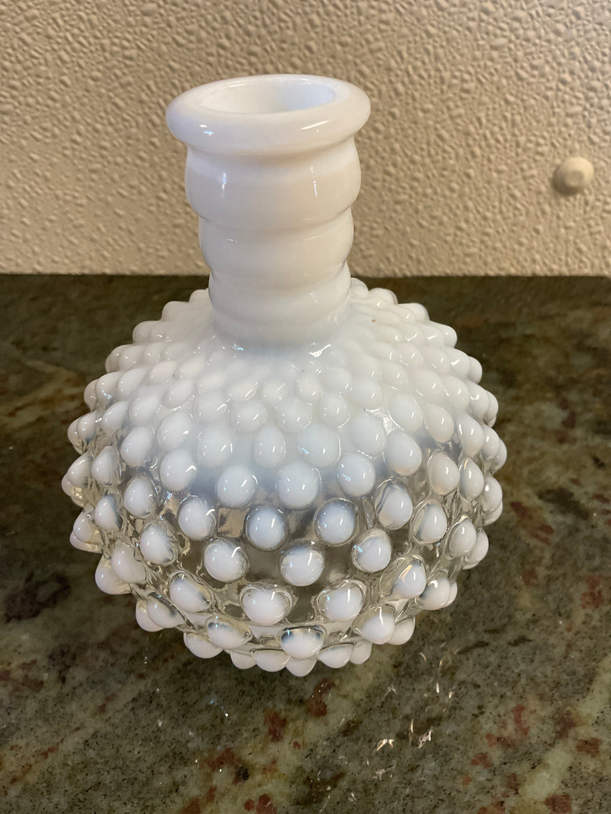 Fenton White Opalescent Hobnail Perfume Bottle