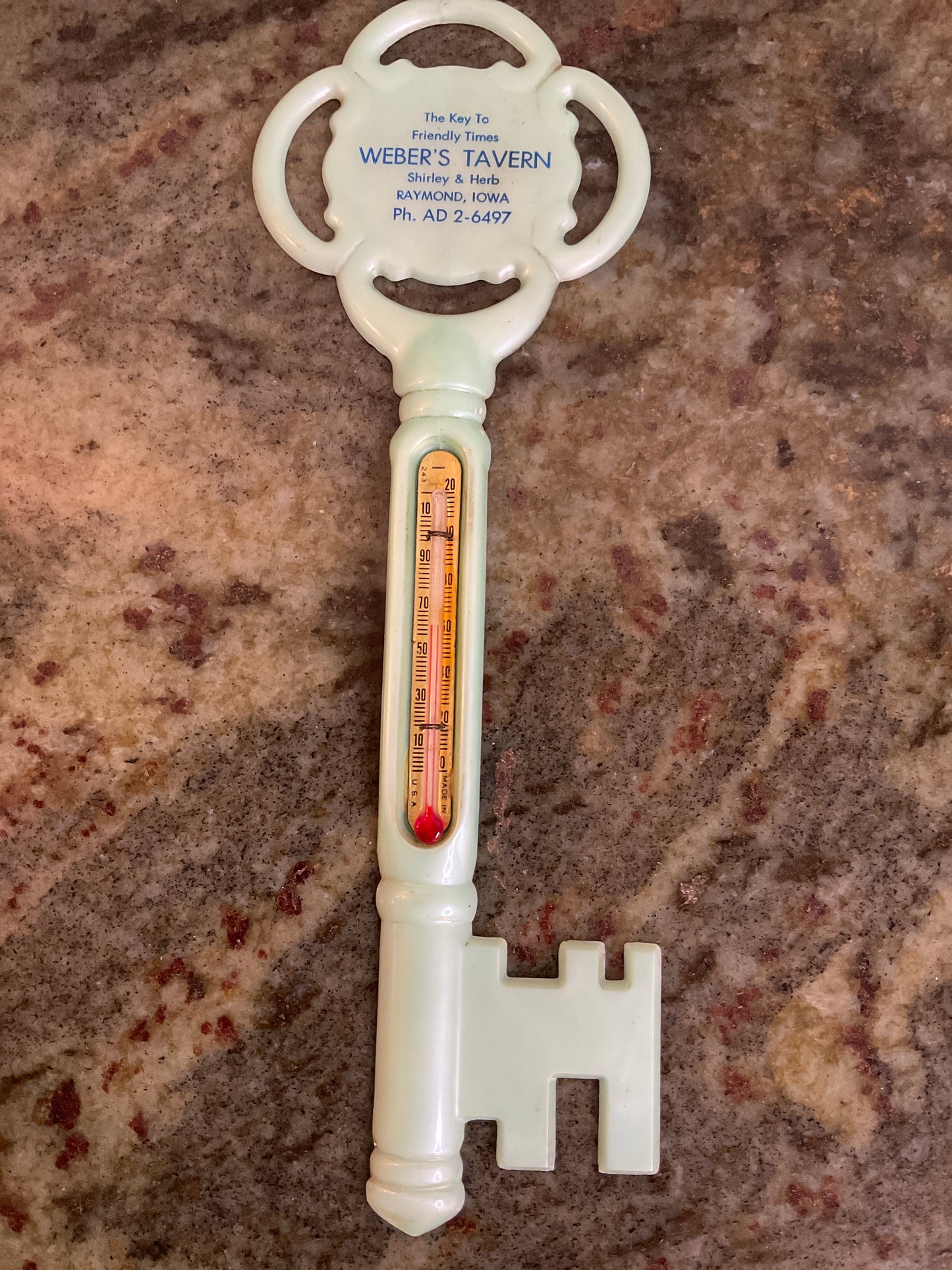 Vintage Weber’s Tavern Advertising Thermometer Key