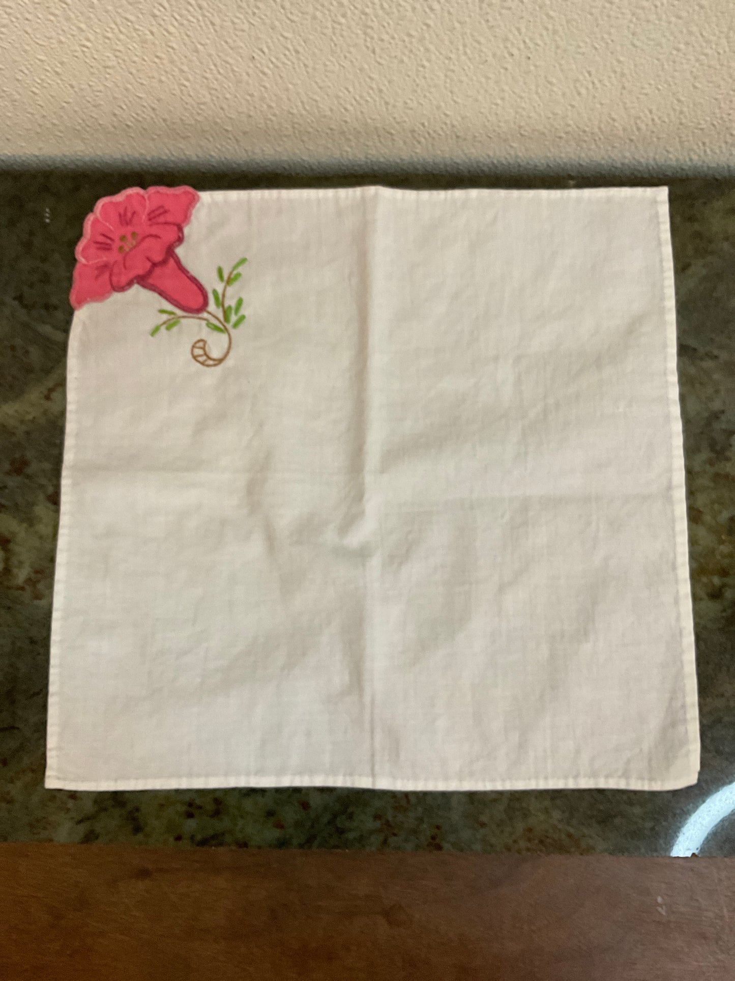 Vintage Embroidered Floral Napkin