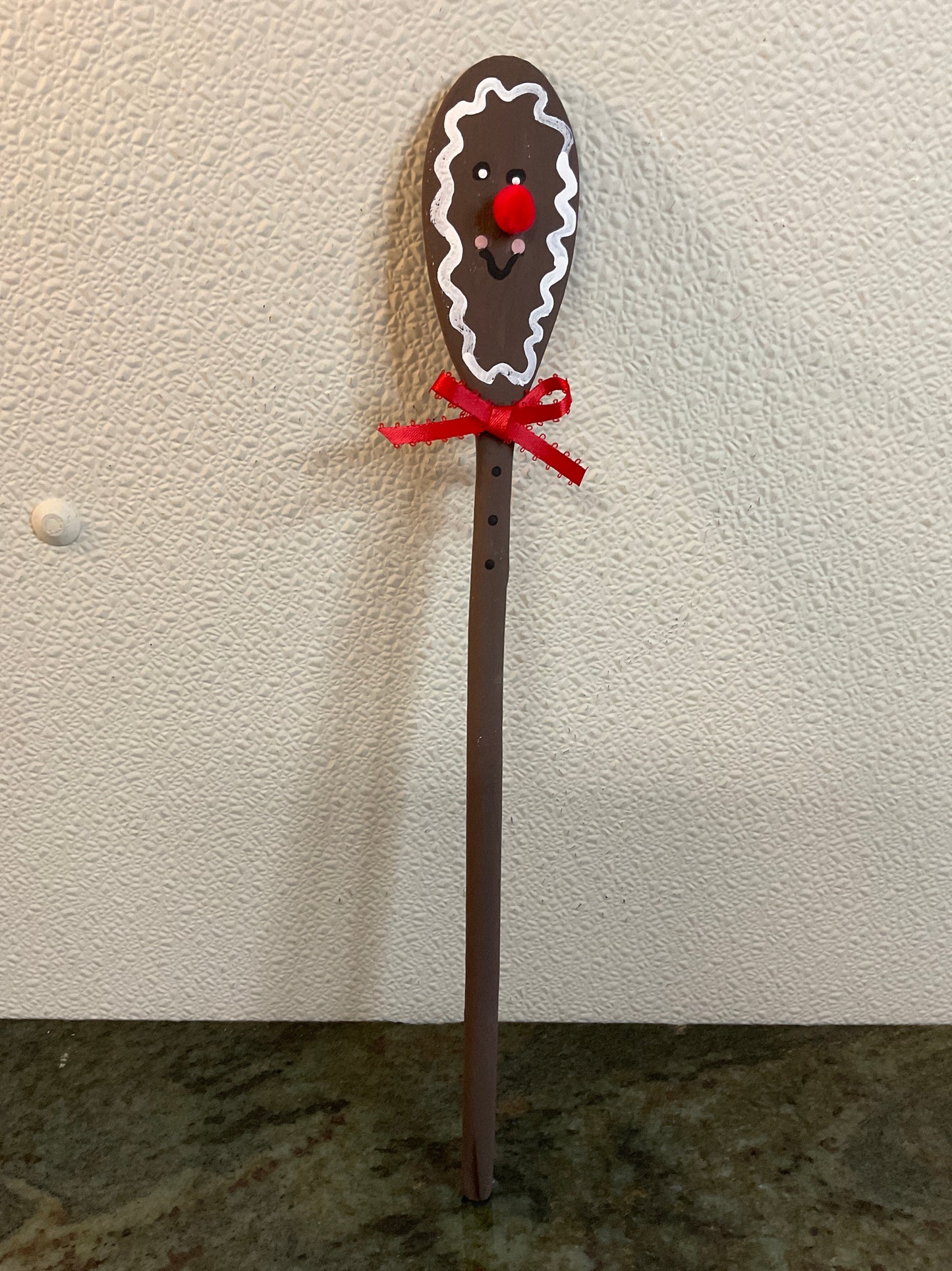 14” Gingerbread Spoon with Red Ribbon