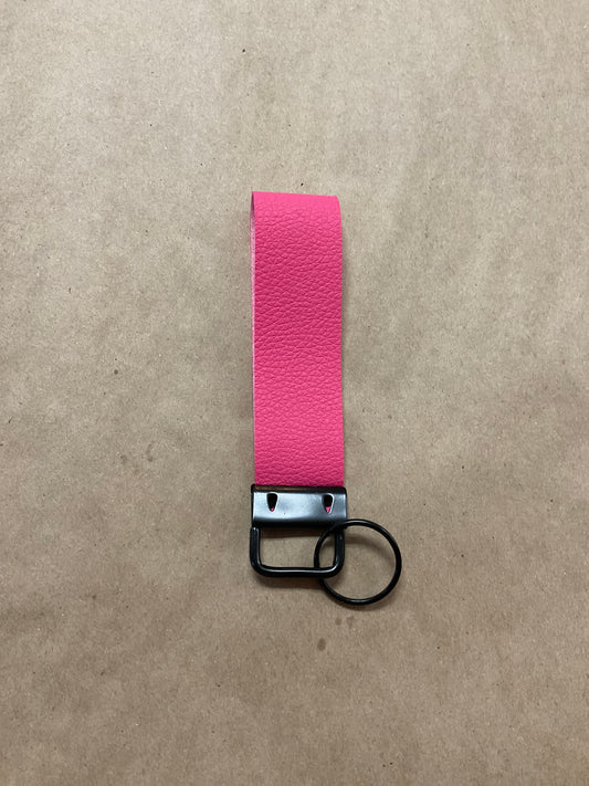 Faux Leather Pink Wrist Keychain