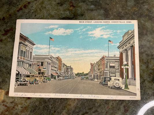 Main Street Cedar Falls IA Post Card 1931