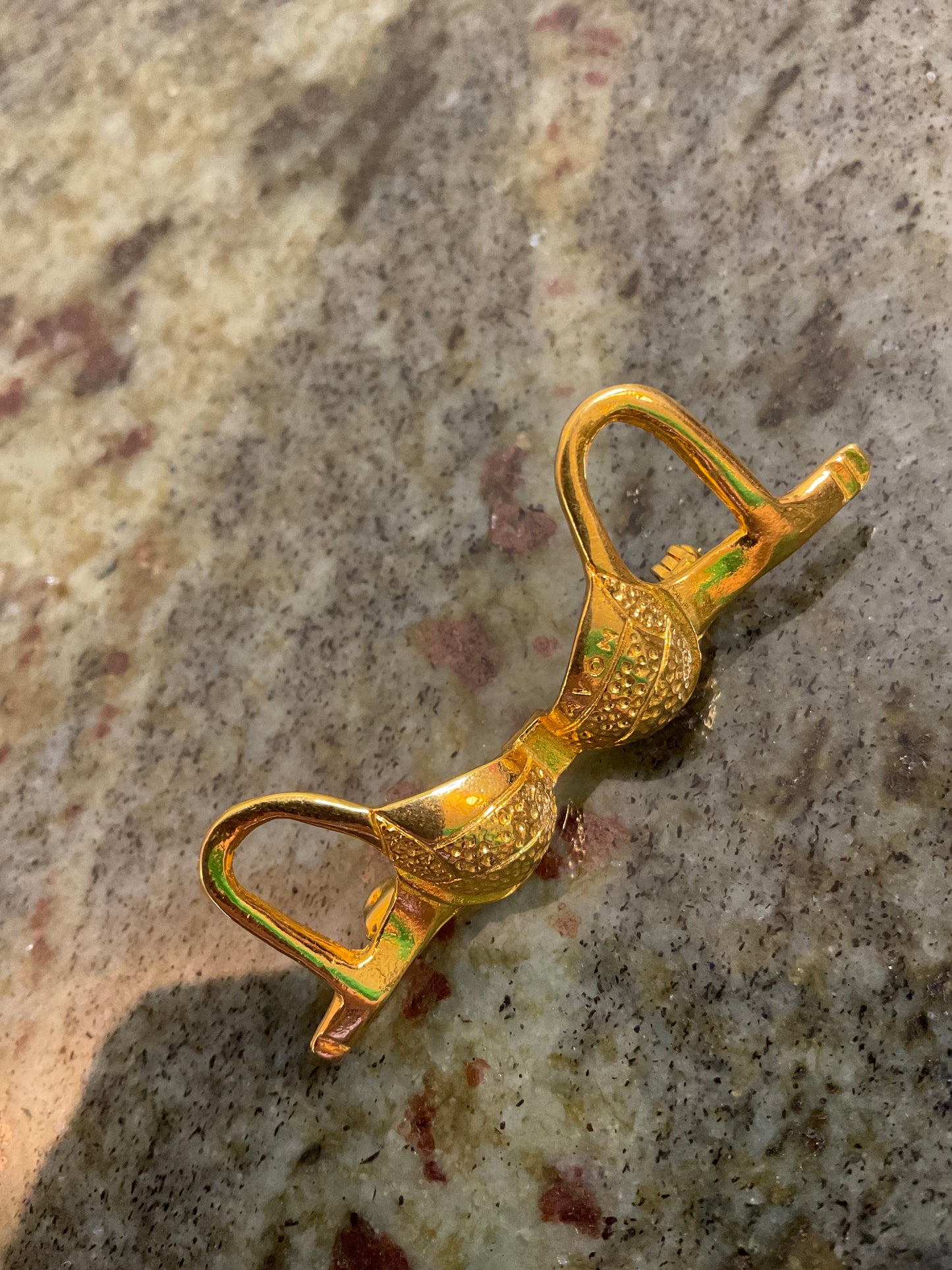 Avon Goldtone Bra-Shaped Novelty Brooch