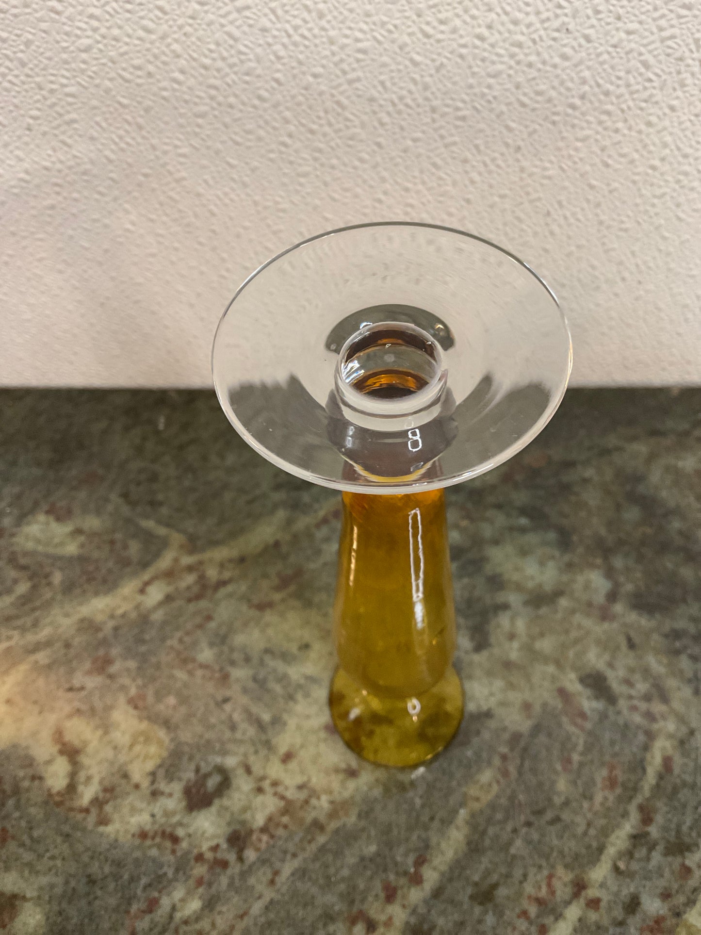 Vintage Amber & Clear Bud Vase