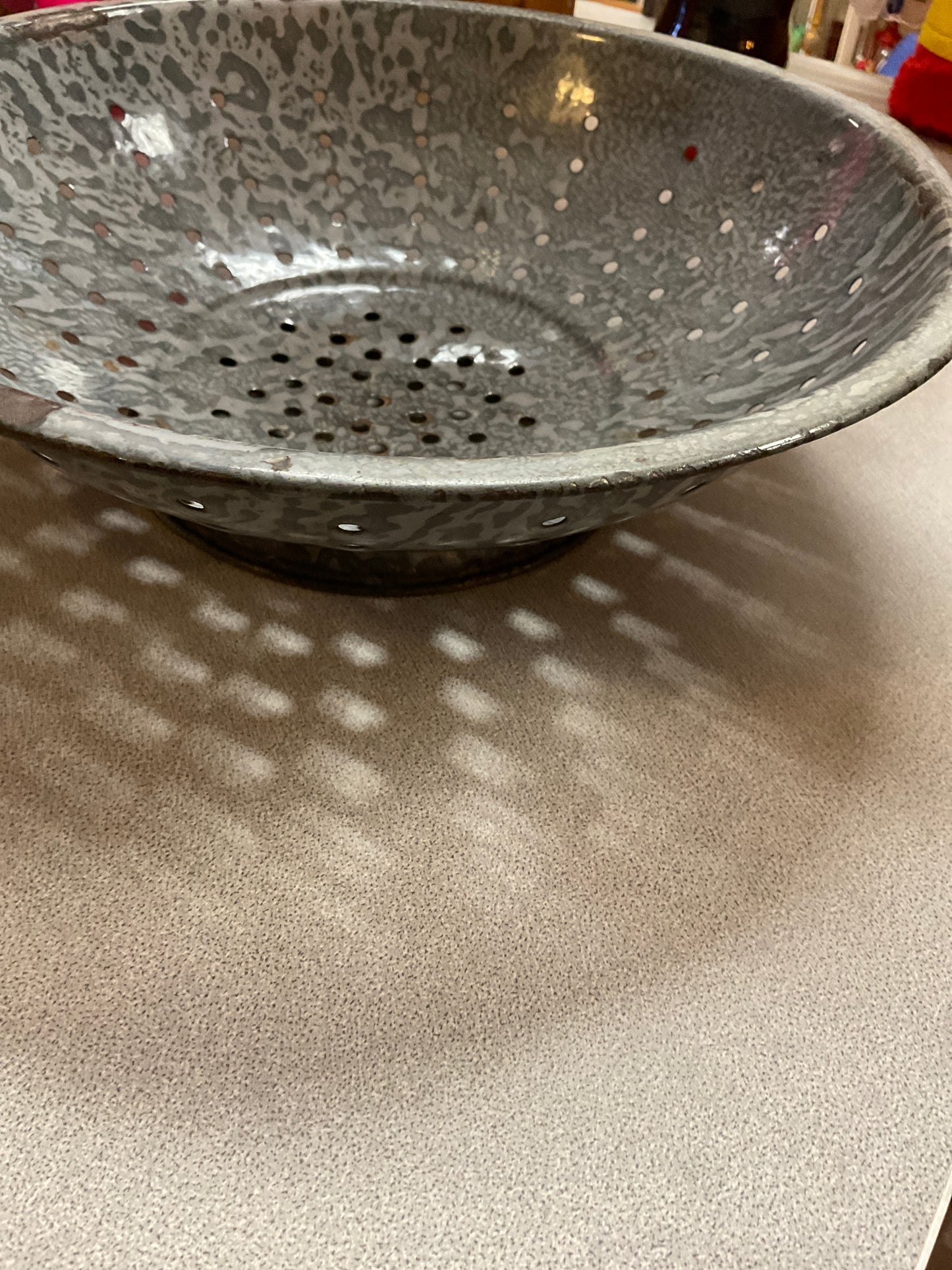 Mottled Grey Graniteware Colander