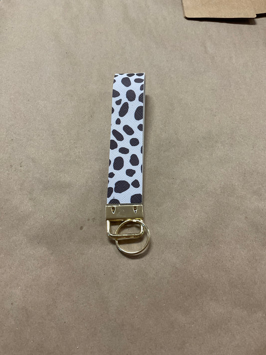 Faux Leather Cow Print Wrist Keychain