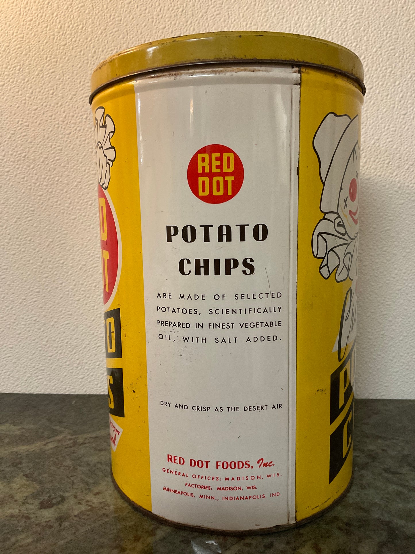 Vintage 1950’s “Red Dot” Potato Chip Tin