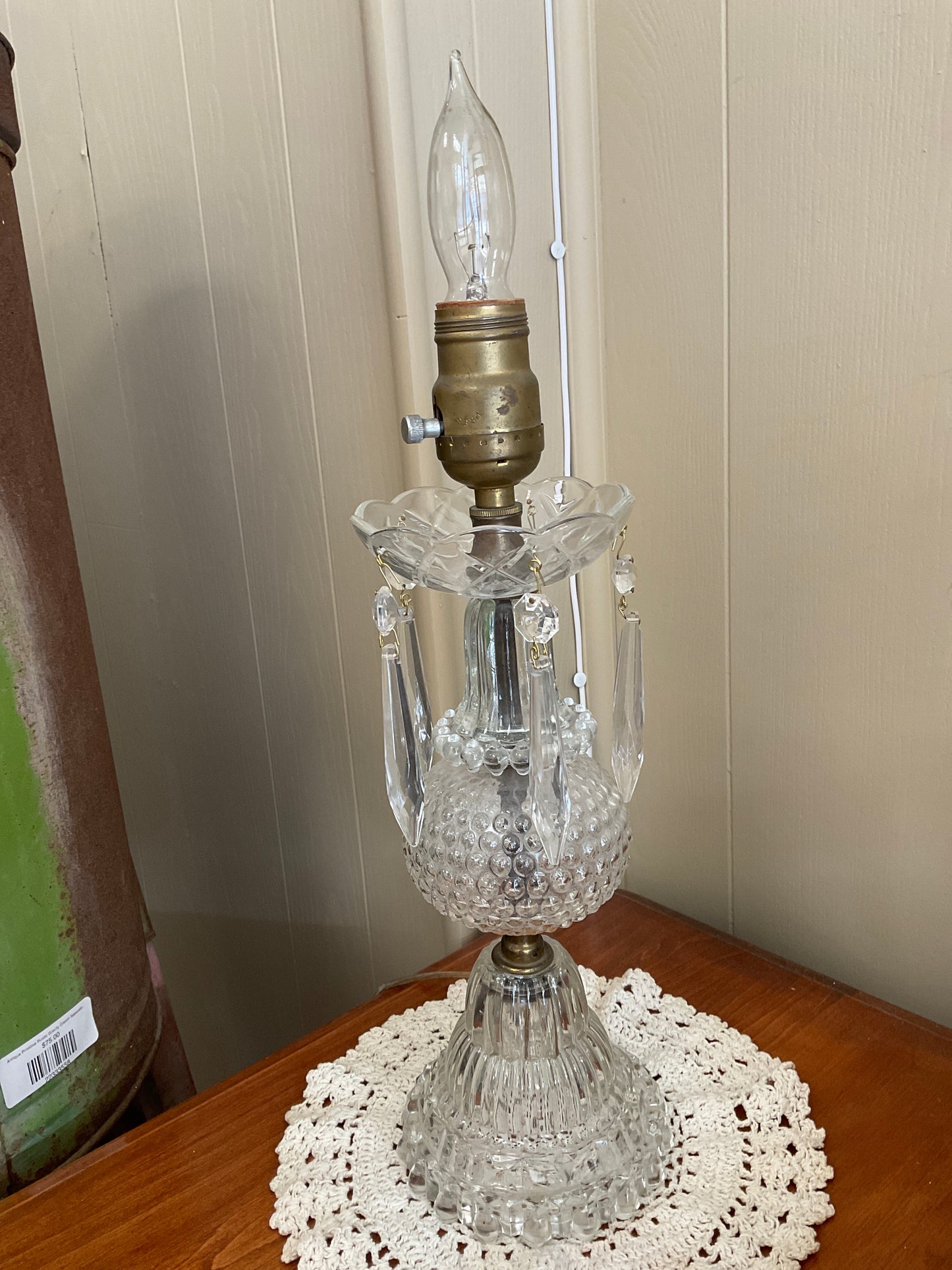 Vintage Cut Glass Boudoir Lamp Electric