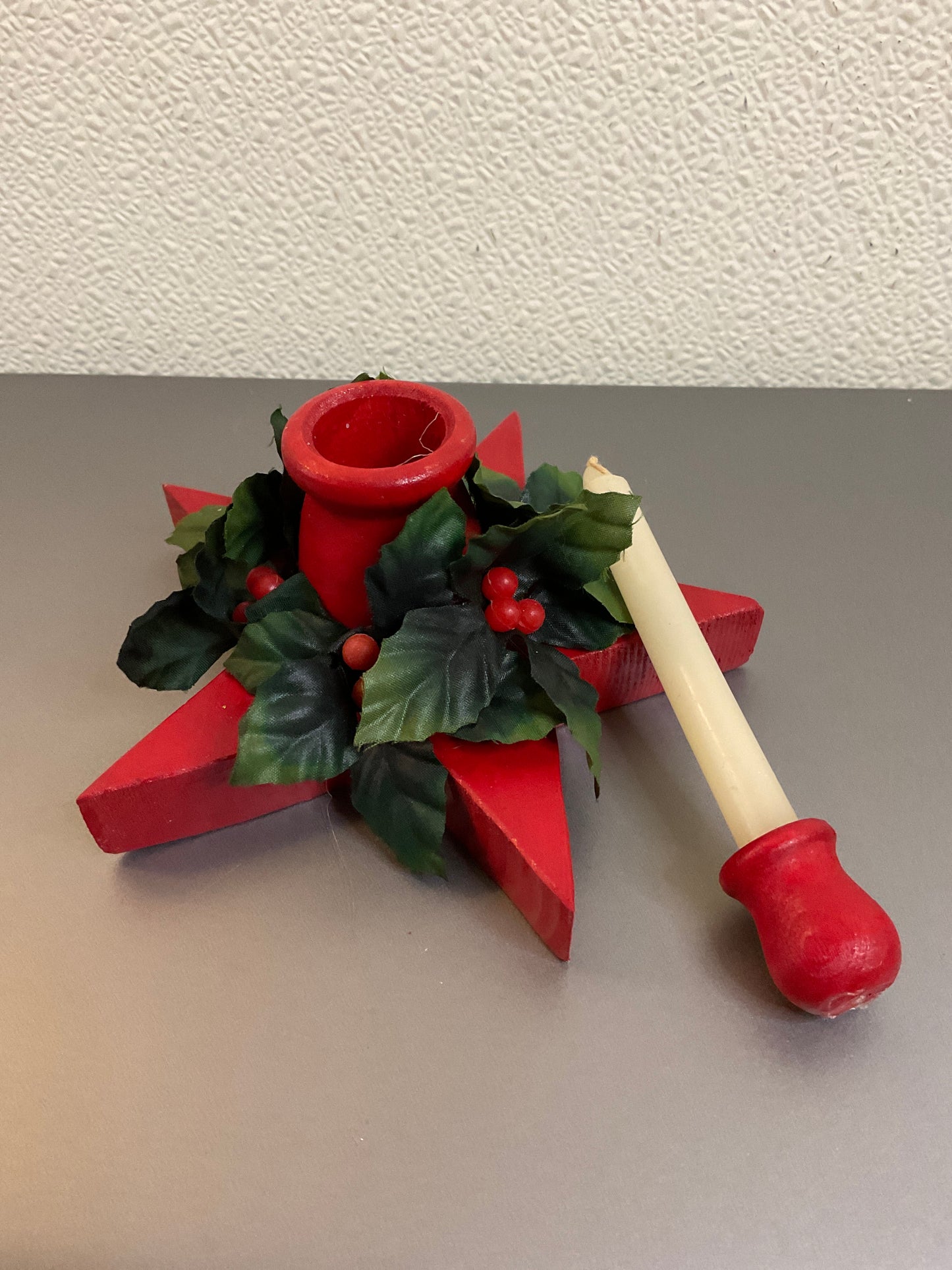 Candle Holder with Holly