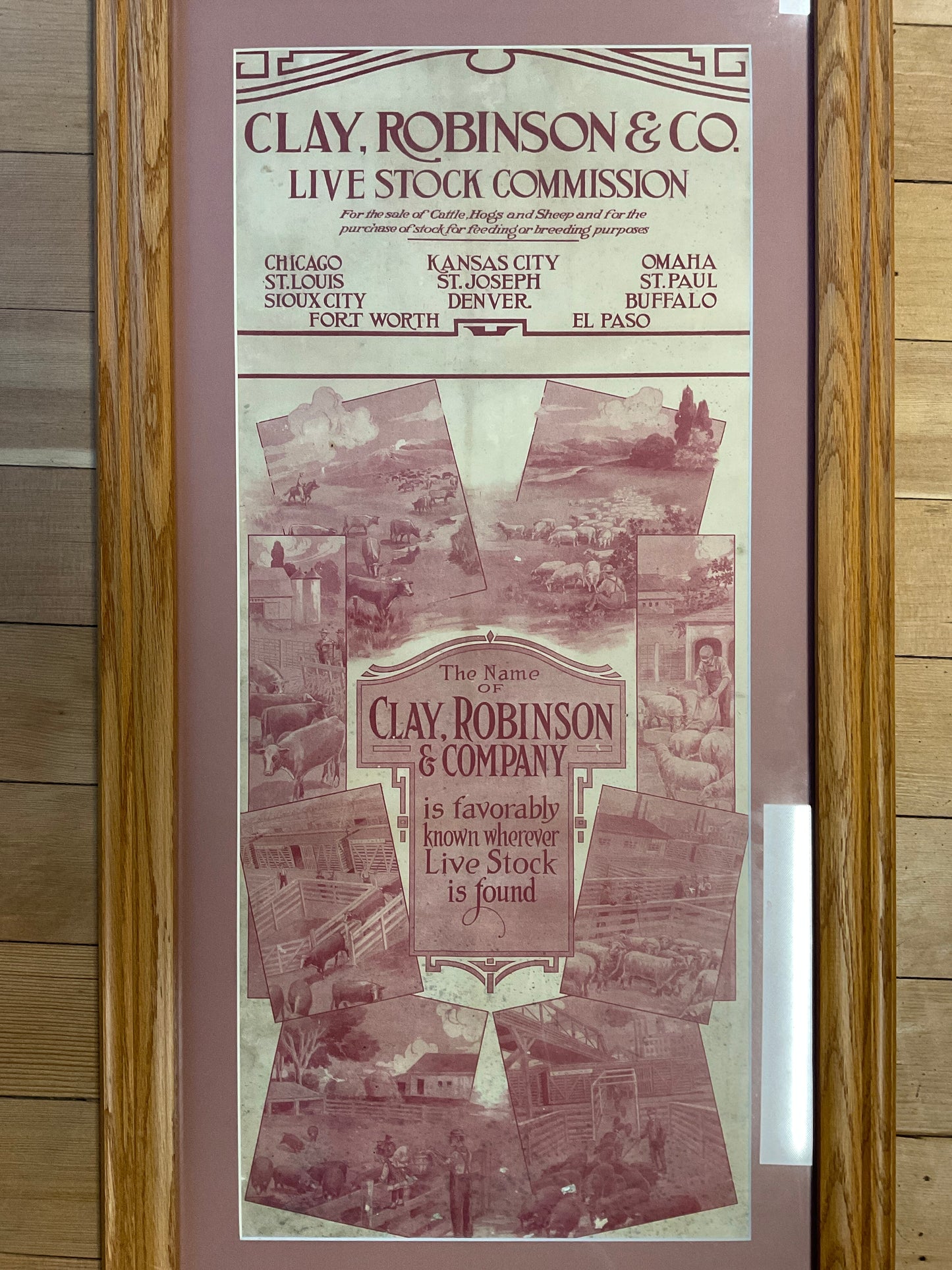 Clay Robinson & Co Livestock Commission Framed Original Poster