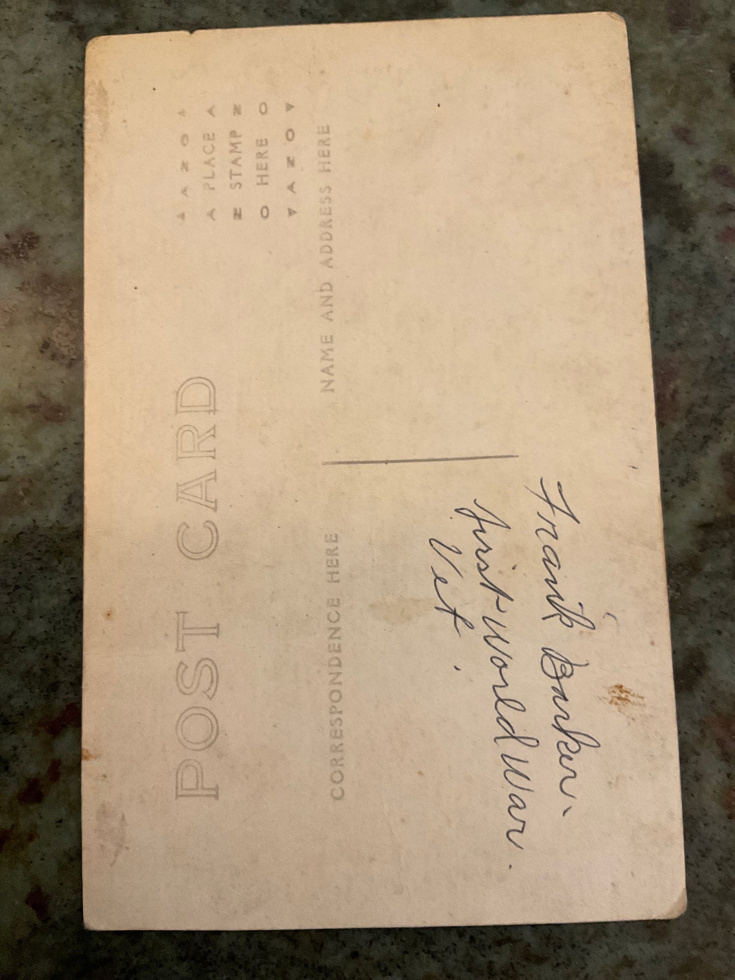 Antique Photo Postcard WW1 Veteran