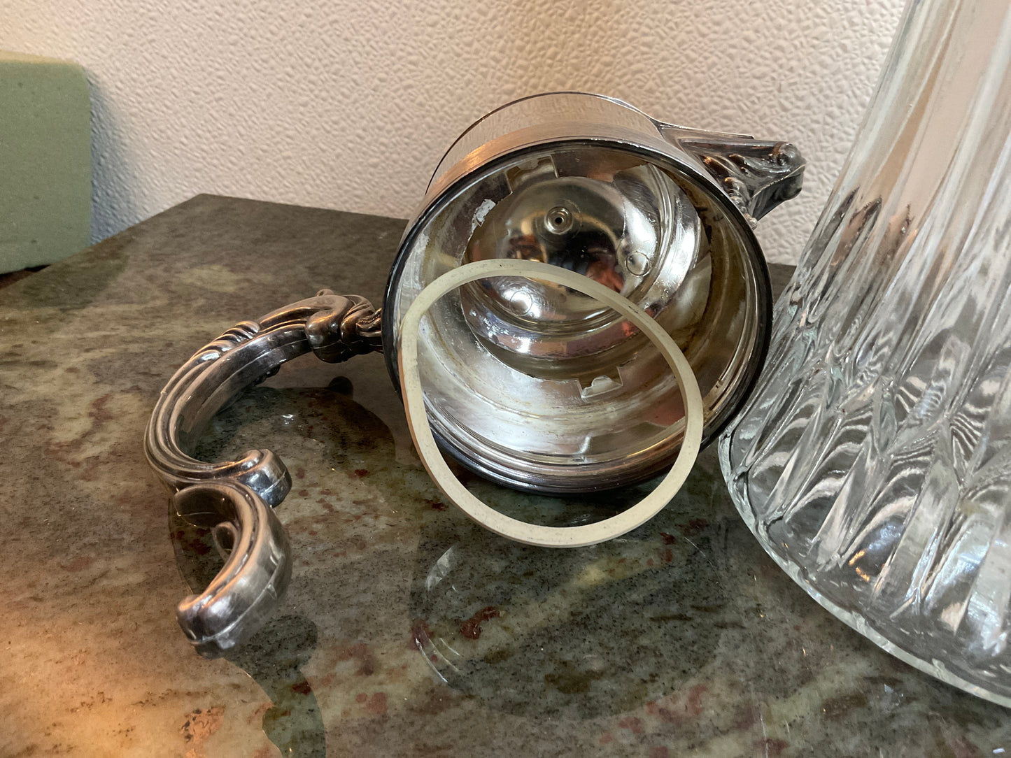 Vintage Glass/SilvPlate Decanter