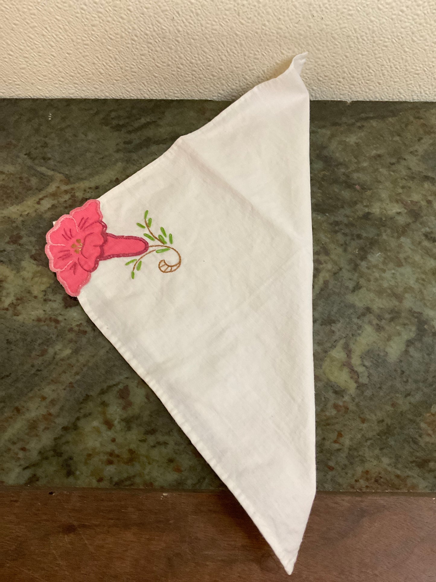 Vintage Embroidered Floral Napkin