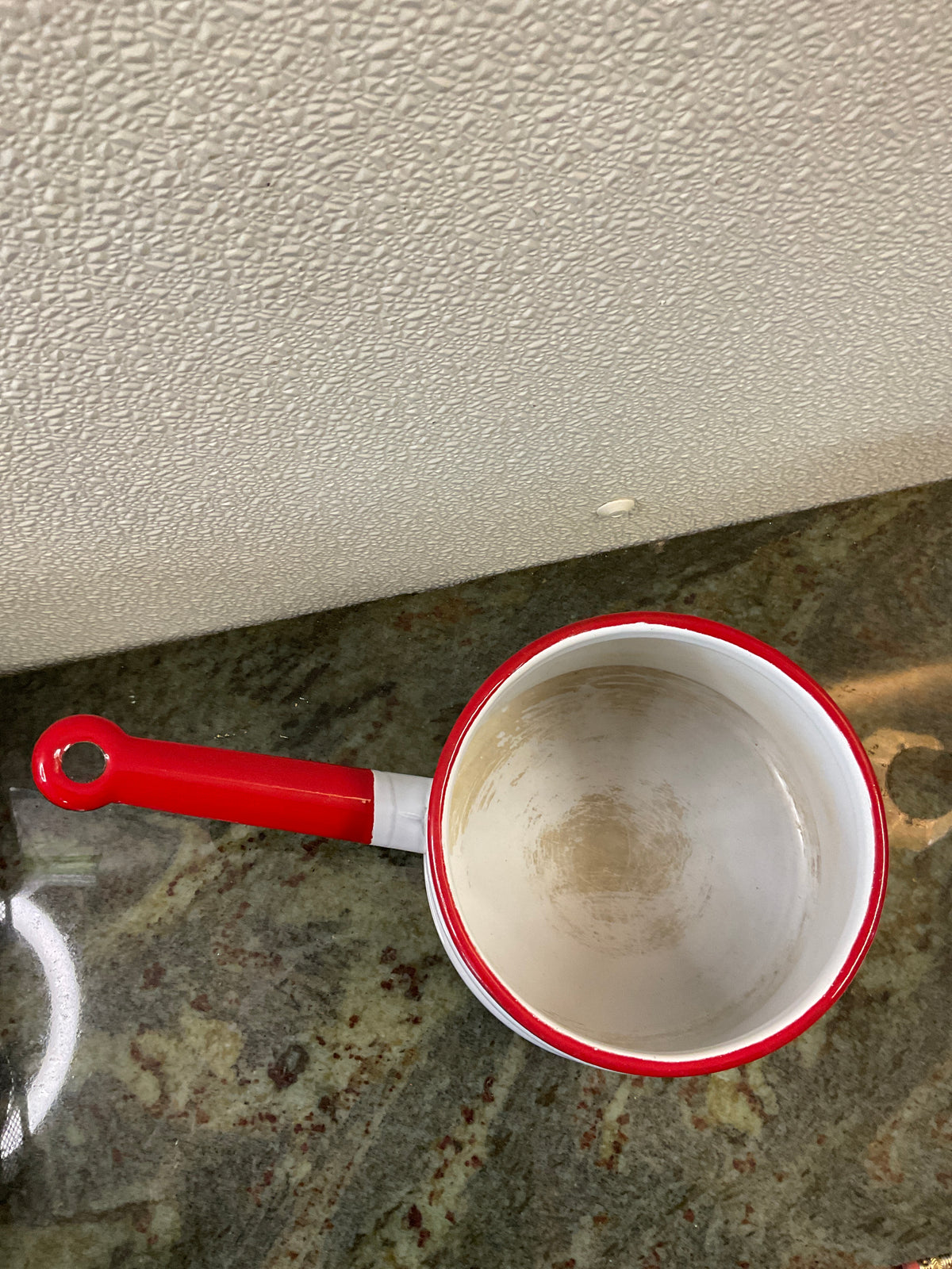 Vintage Red & White Enamel Sauce Pan