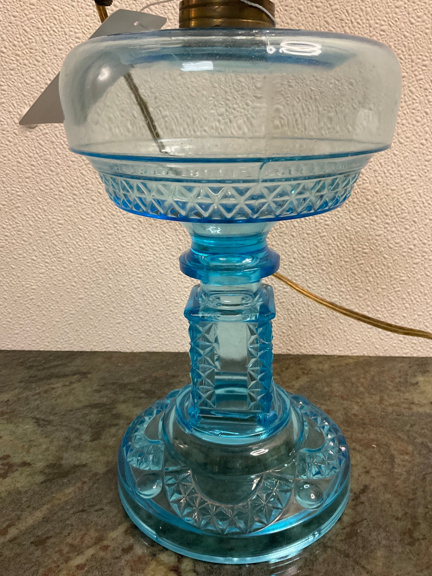 ‘Electric’ Oil Lamp Blue Glass