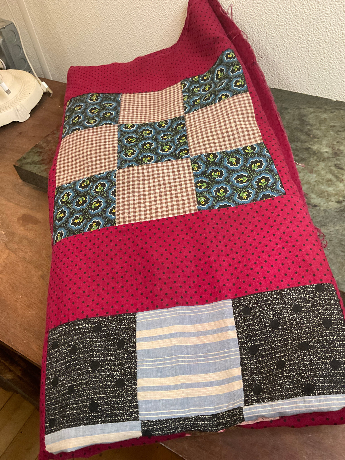 Hand Stitched Top Quilt With Extra Fabric
