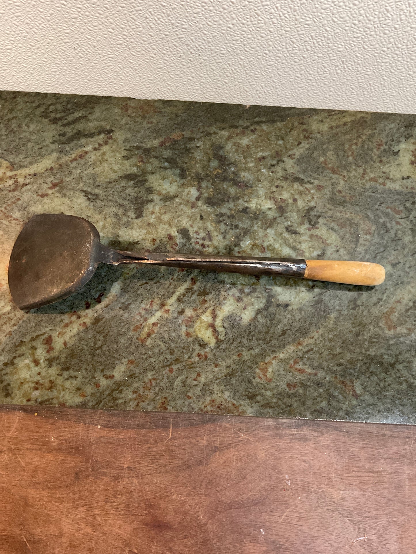 Vintage Primitive Steel w/ wood handle Wok Shovel