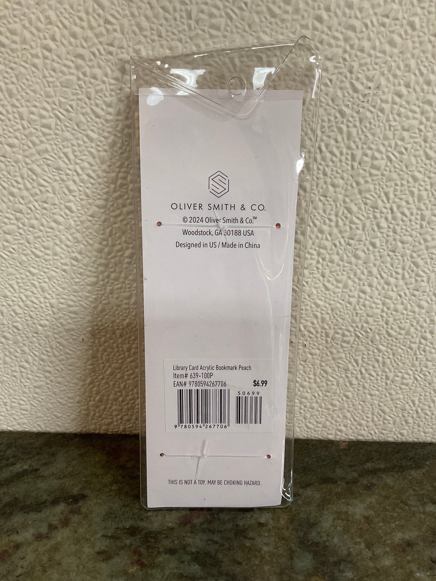 Peach Library Card Acrylic Bookmark