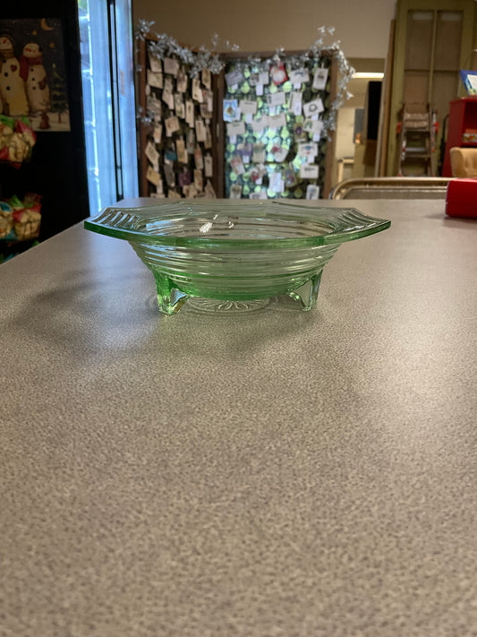 Uranium Glass Footed Bowl