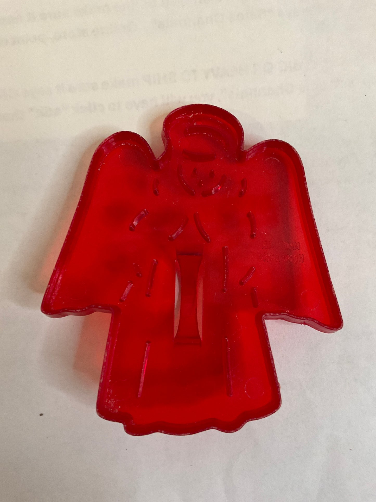 Red Plastic Angel Cookie Cutter