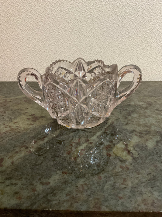 Vintage Cut Glass Open Sugar Bowl