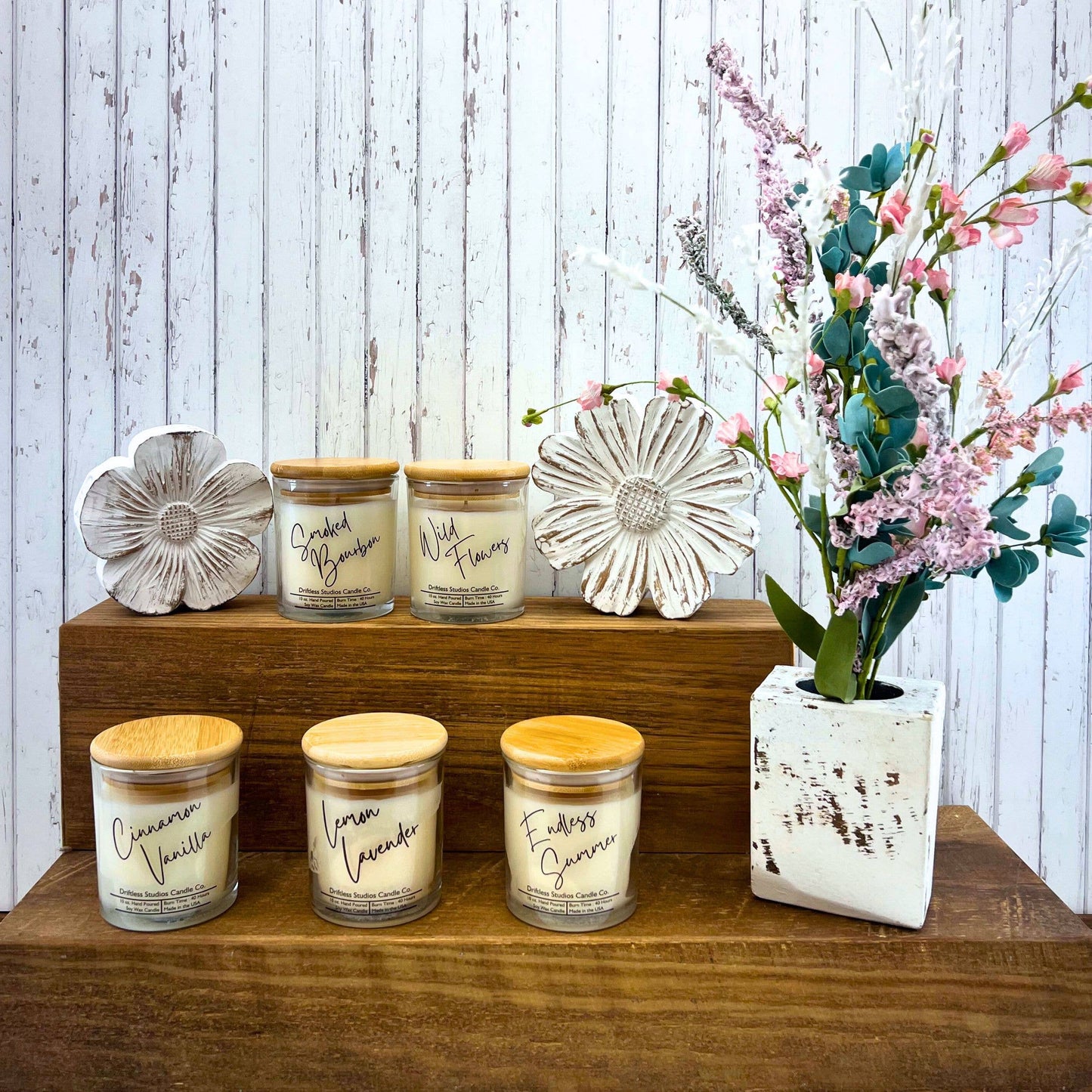 Wild Flowers Soy Wax Candles - 10oz Clear Jar + Candle Lid