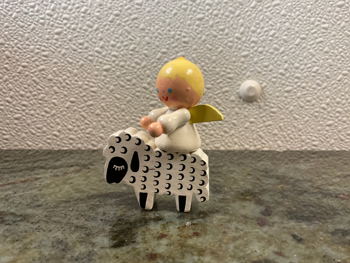 Vintage Hand-Painted Sheep/Angel Ornament