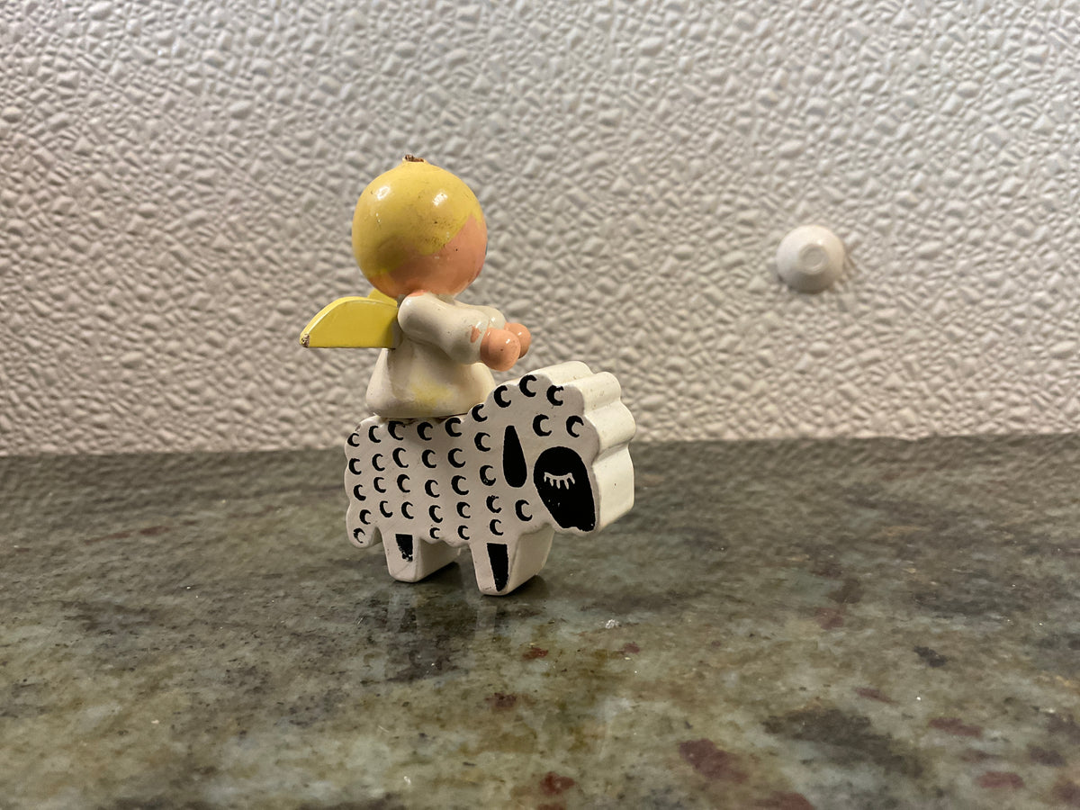 Vintage Hand-Painted Sheep/Angel Ornament