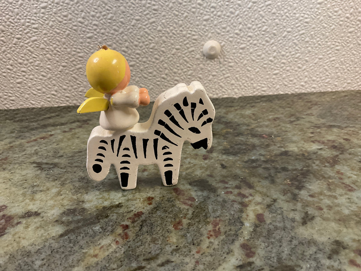 Vintage Hand-Painted Angel/Zebra Ornament