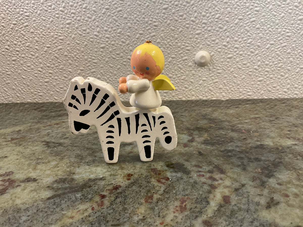 Vintage Hand-Painted Angel/Zebra Ornament