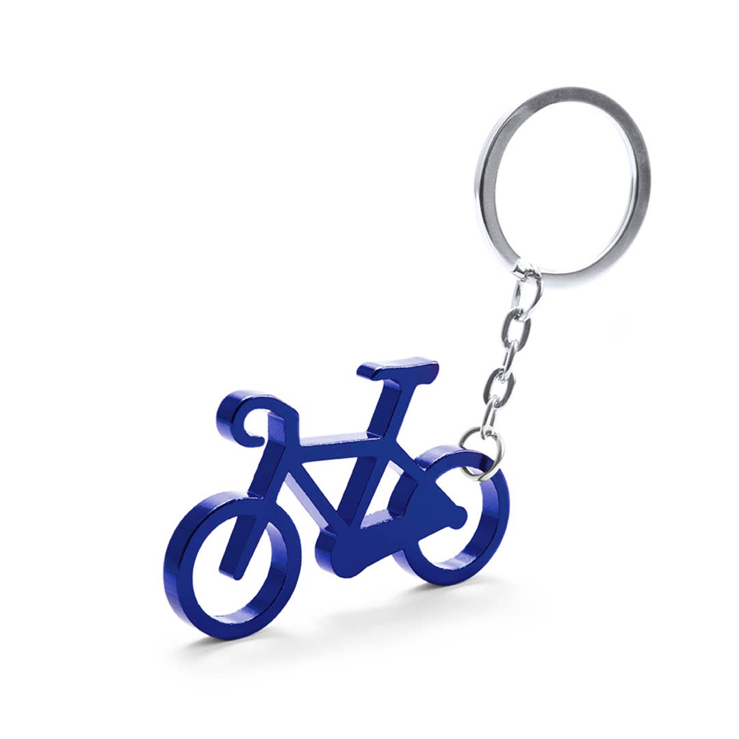 Aluminum bottle opener keychain in the shape of a bicycle: Silver